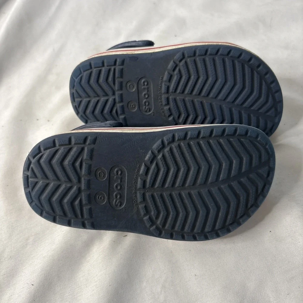 Crocs Kids' Crocband Clog Navy Blue Red And White Size 9 C Water Shoes Comfort